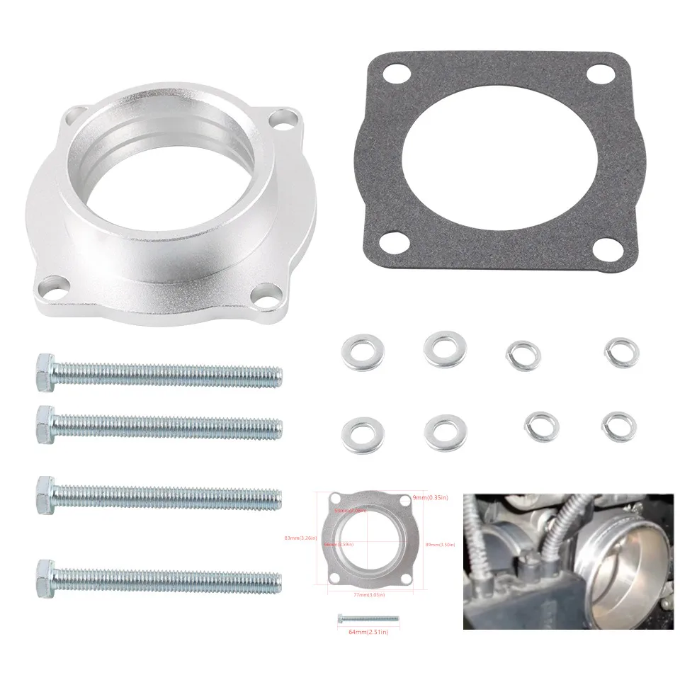 Engine Parts Throttle Body Spacer Silver Billet Anodized Aluminum Fit For 2001-2006 BMW 325i E46 L6 2.5L