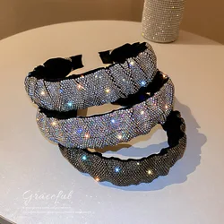 Baroque Rhinestone Crystal Headbands for Women Soft Sponge Hairband Vintage White Black Head Band Party Wedding Hair Jewelry
