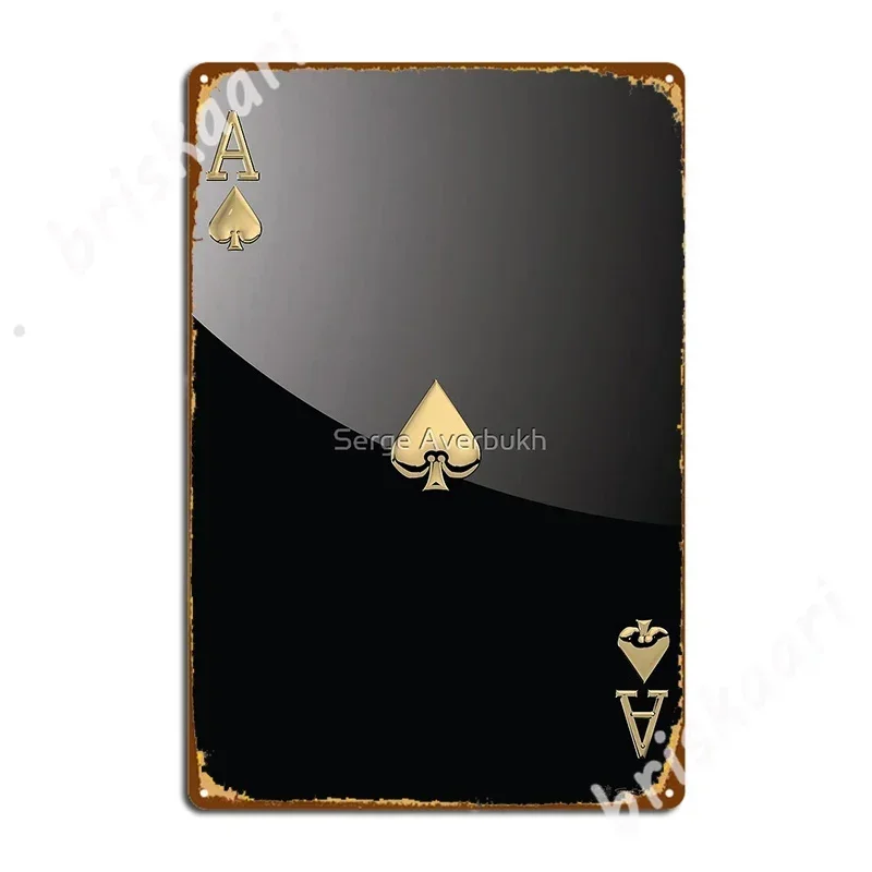 Ace Of Spades In Gold Over Black Metal Signs Cinema Kitchen pub Garage Funny Painting Décor Tin sign Posters