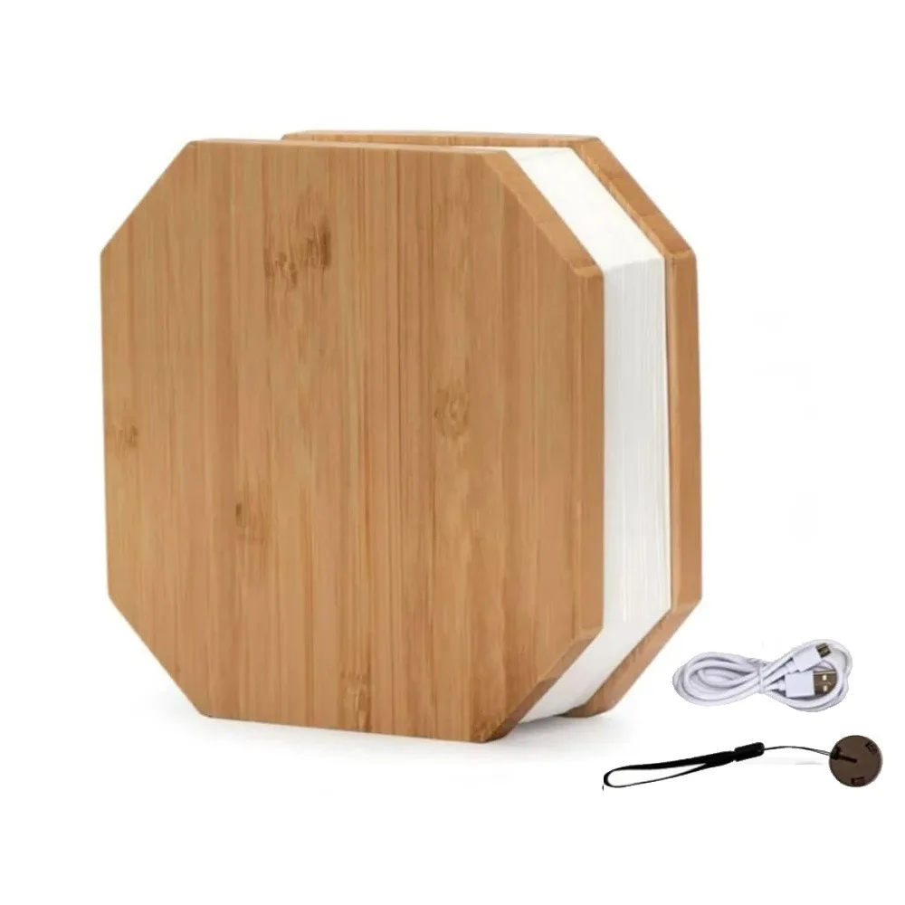 

Portable Folding Book Lamp 2 Colors Lights with Detachable Hand Strip Wooden Flip Night Light Durable 360 Degrees Rotated
