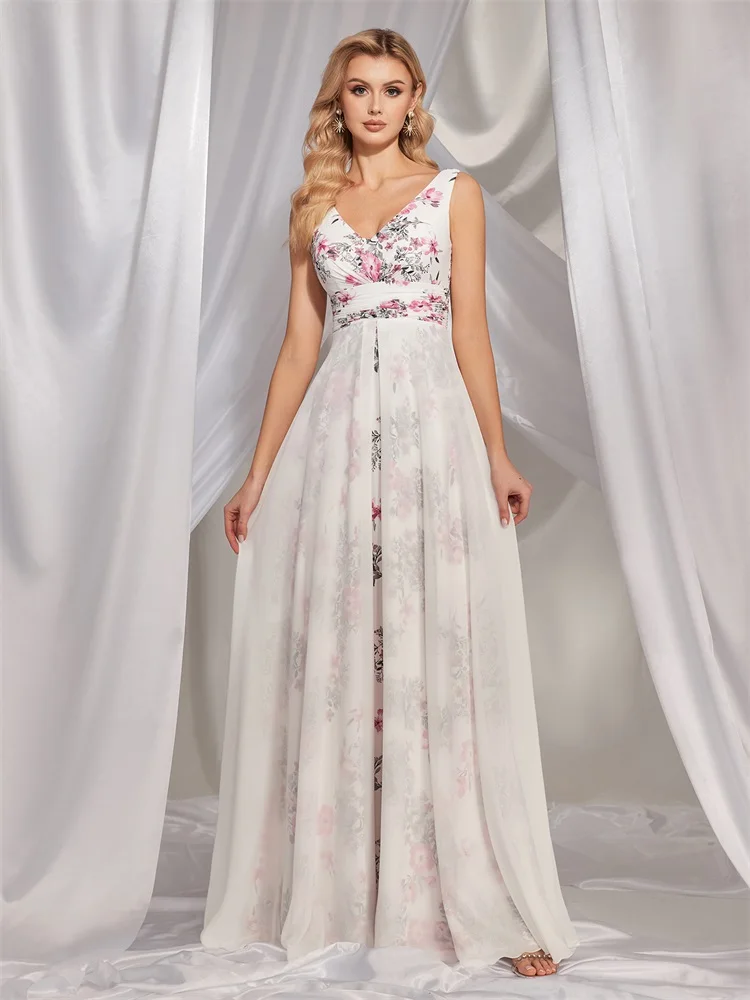 XUIBOL-Robe de soirée en mousseline de soie, tenue de luxe, blanche, dos nu, longue, pour mariage, demoiselle d'honneur, Rh, cocktail, 2024