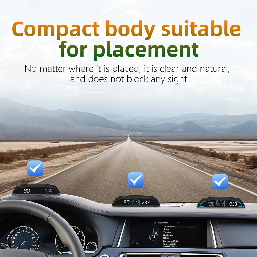 GPS/OBD HUD Auto Speedometer Head Up Display on Board Computer Digital Clock Alarm Monitor Automobile Accessories for All Car