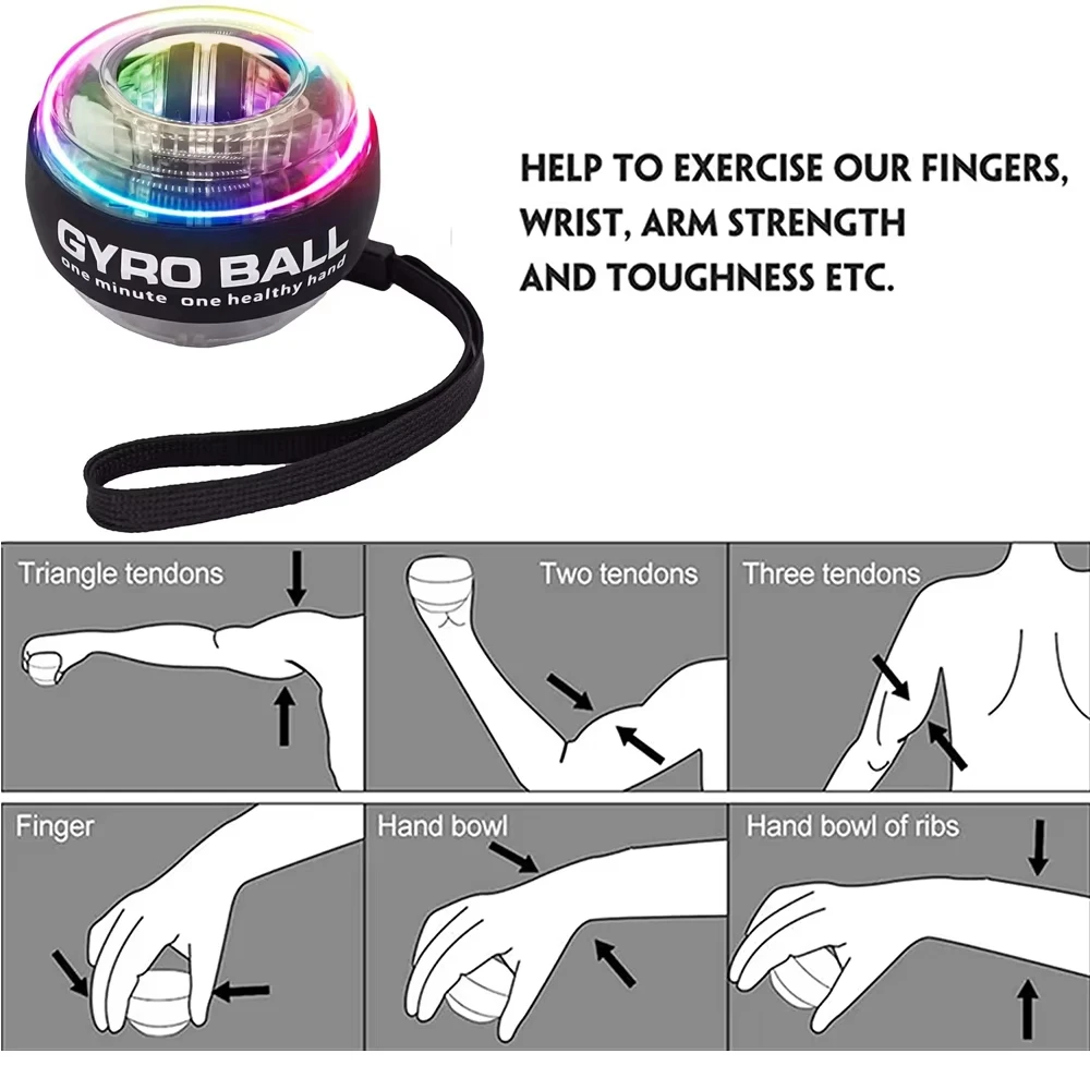 Handgelenk-Krafttrainer-Ball Selbststartender Power-Gyro-Ball Arm- und Handmuskel-Krafttrainingsgerät – Detail 2