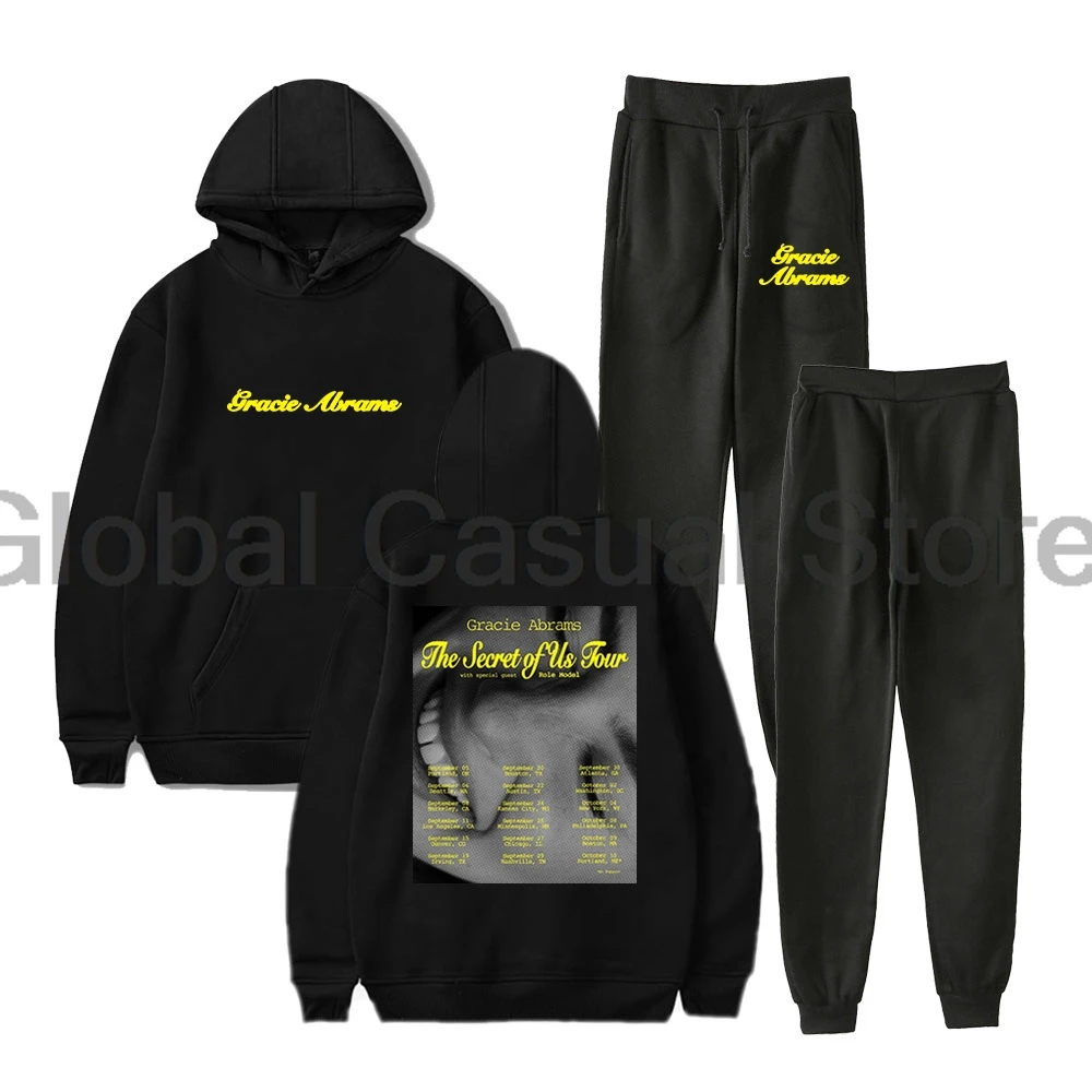 Gracie Abrams The Secret of Us Tour Pullover Hoodie Jogger Pants Two Piece Set Sweatshirts+Sweatpants Men Women's Set