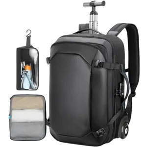 Rolling Laptop Backpack 2 in 1 Carry on Backpack with Wheels Water Resistant Carry on Suitcase with 2 Packing Cubes TSA Large T