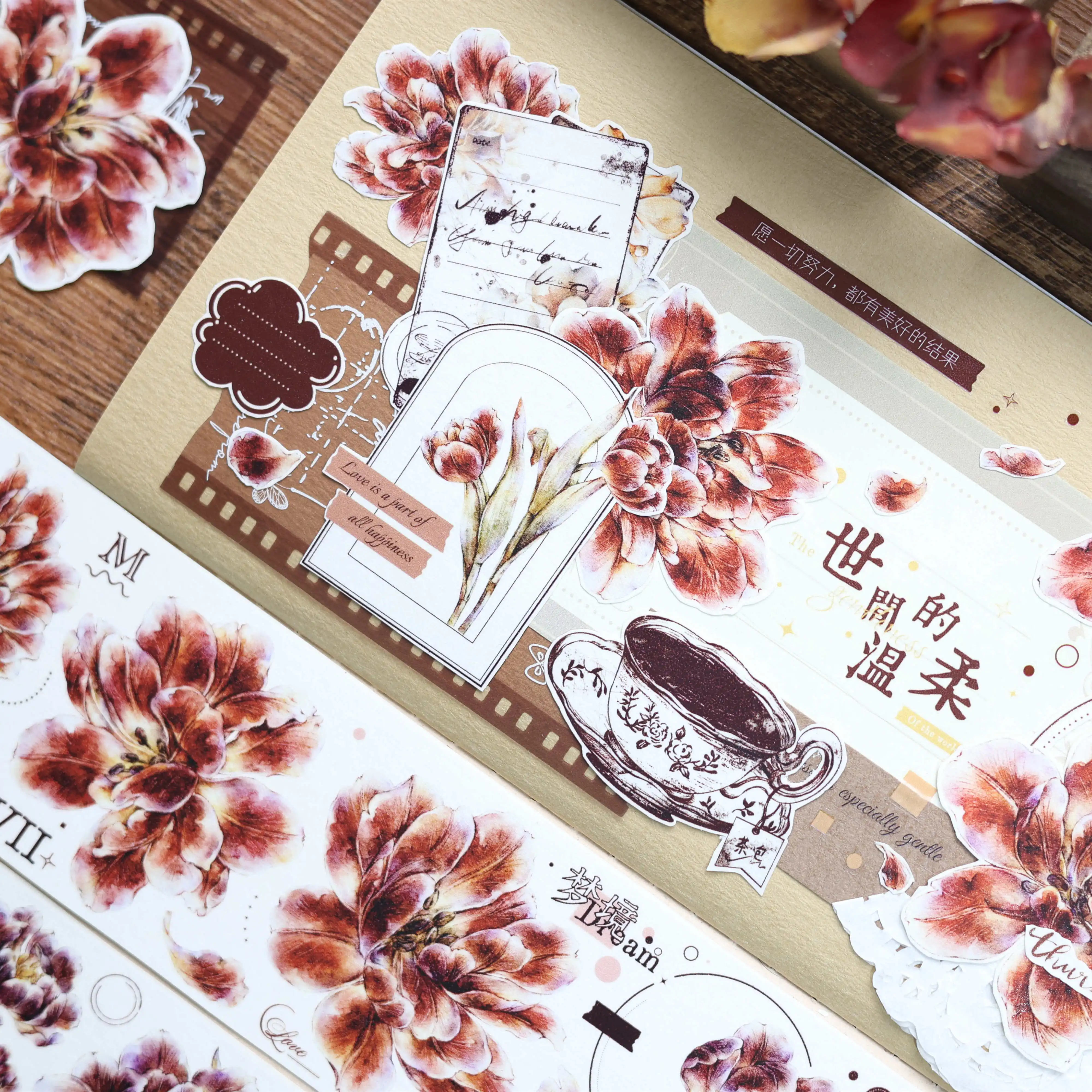 Rode Tulpdbloem Vintage Washi Maskeerband Rol