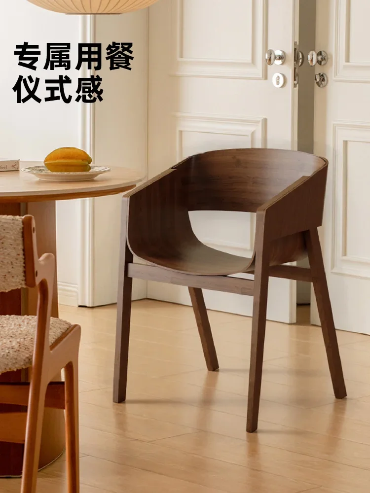 Dining chair retro home solid wood armrest back chair simple Nordic casual designer dining table and chairs