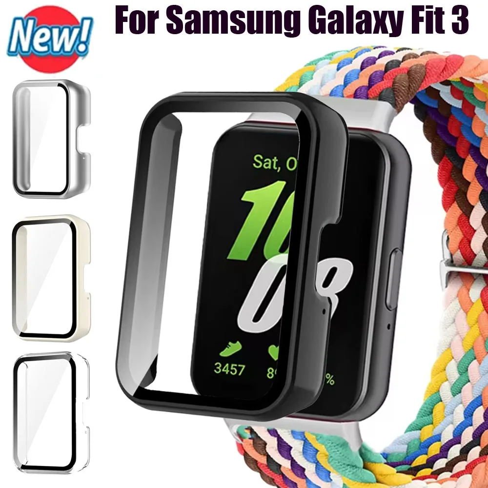PC Case+Glass for Samsung Galaxy Fit 3 All-around Anti-fall Protective Screen Bumper Shell for Samsung Galaxy Fit 3 Accessories