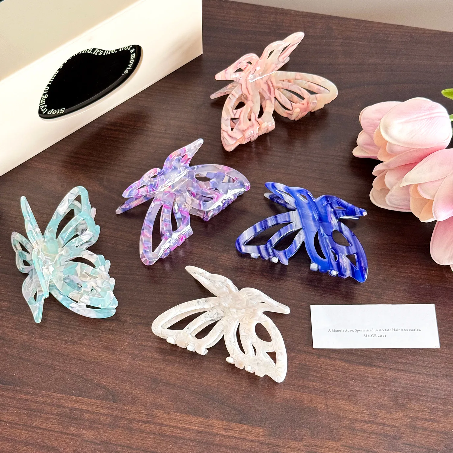 

Korean Style Hollow Out Design Butterfly Shape Acetate Hair Claw