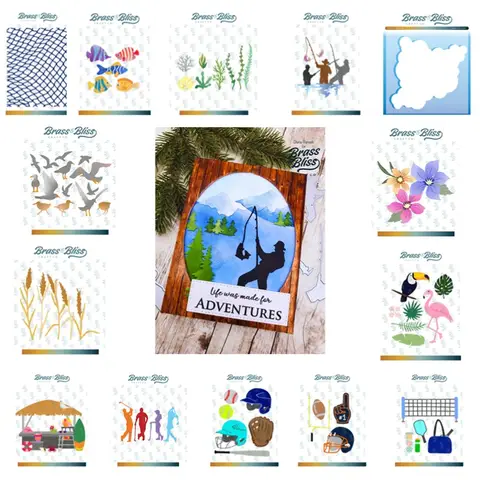 seaweed birds fish pickleball golfers farmers softball cloud Metal Cutting Die Silicone Stamps Scrapbooking Stencil Photo Album