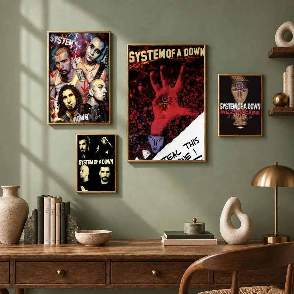 Rock Band S-System of a DownS Poster HD Self-Adhesive No Residue After Removal Ideal for All Kinds of Wall Decor