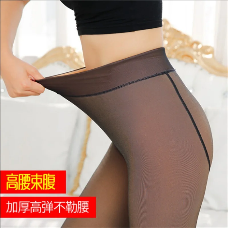 Factory Direct Sales Autumn and Winter Thickened Integral True See-through Leggings Large Size Pantyhose Transparent Fake Transp