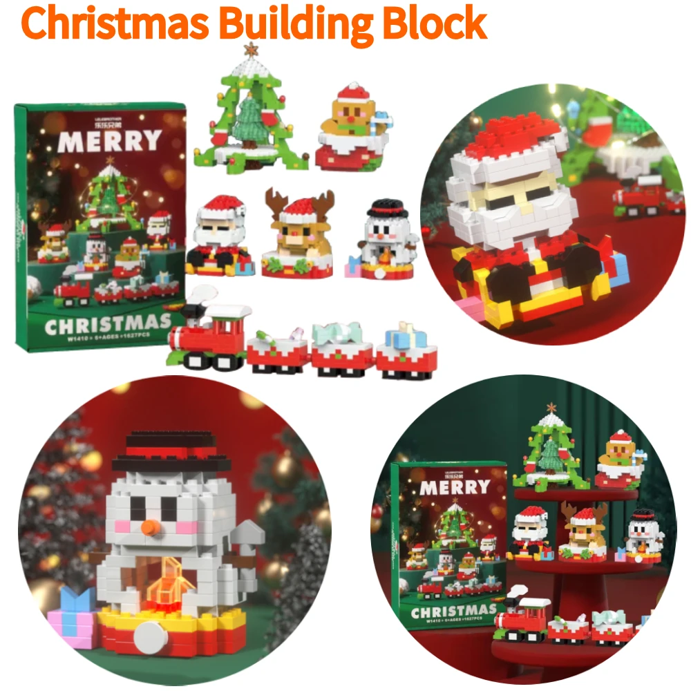 عيد الميلاد بناء لعبة المكعبات سانتا كلوز ثلج شجرة الأيائل مايكرو الطوب لغز عيد الميلاد كتل صغيرة هدايا عيد الميلاد للأطفال