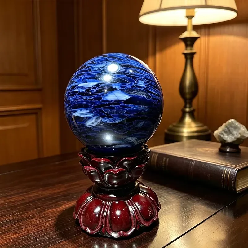 Natural Blue Gemstone Crystal Ball Healing Sphere Feng Shui Home Decor Ornament High Quality Polished Stone for Meditation