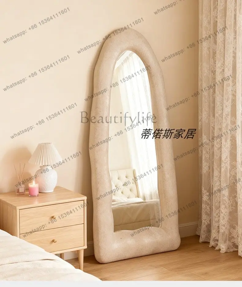 YJ French cream floor mirror creative irregular full body mirror light luxury household designer high sense