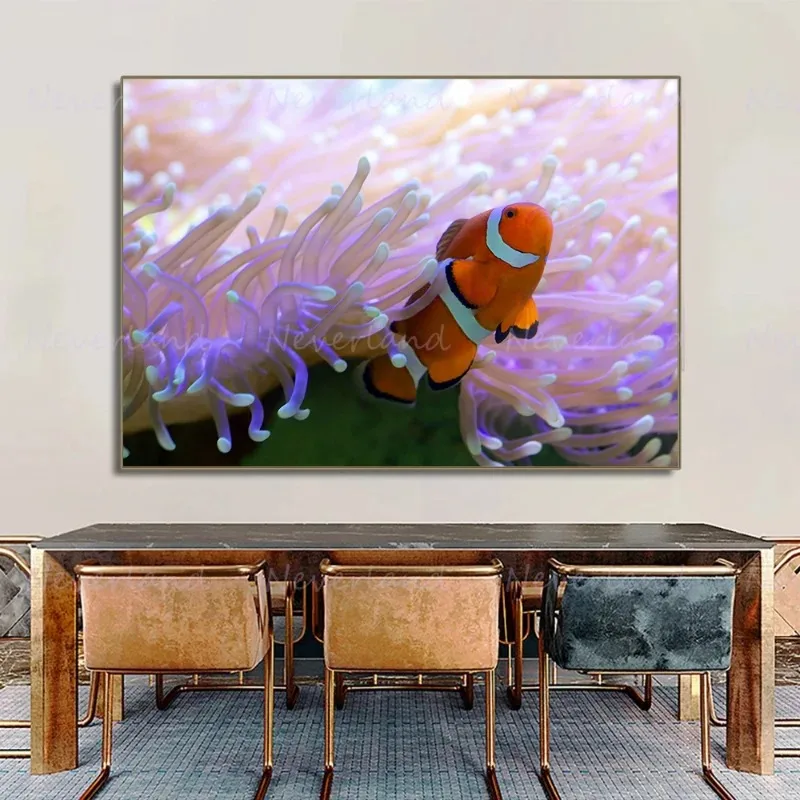 Deep Sea Underwater Fish Coral Reef Marine Organism Diver Poster Canvas Painting and Prints Wall Art Picture for Room Home Decor
