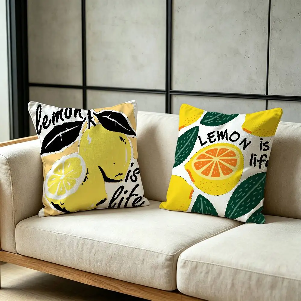 Lemon is Life Throw Pillow Cover Neutral Decor Cushion Cover Soft Sofa Couch Bed Home Decor Pillow Case