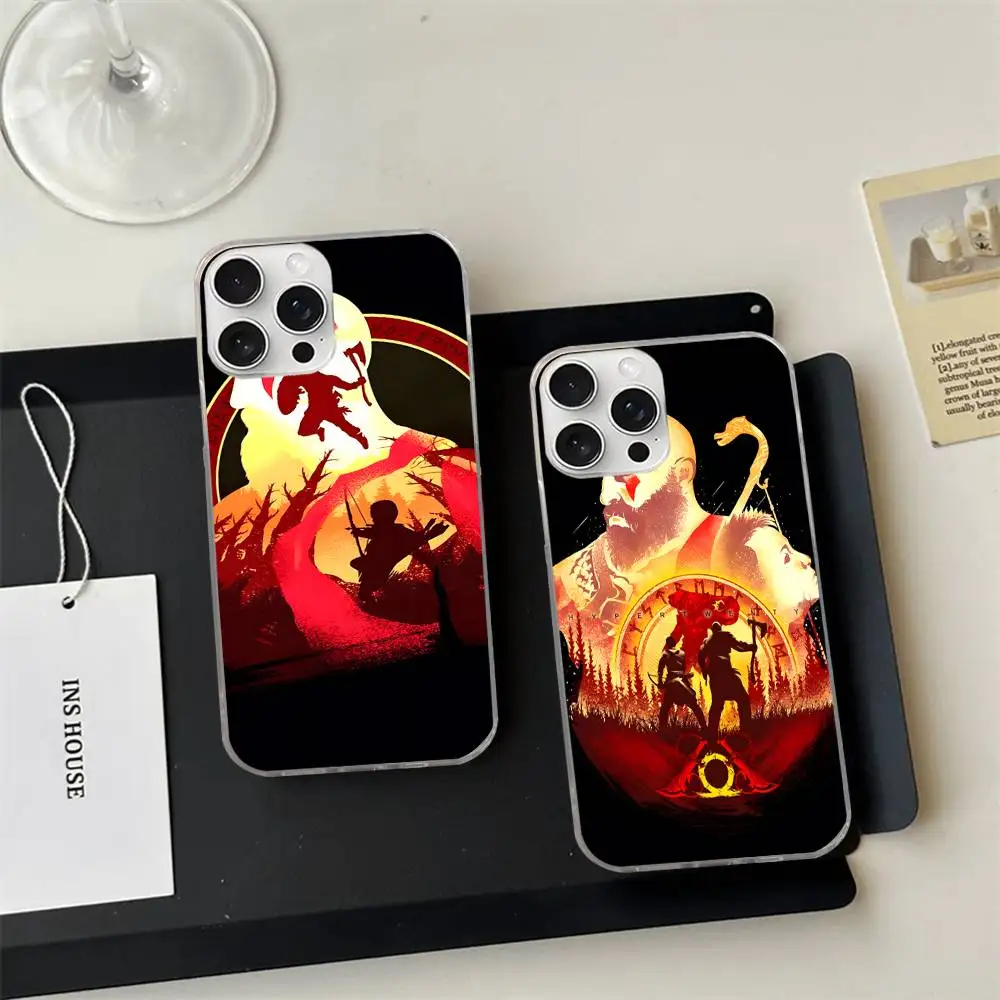 

God Of War Phone Case For IPhone 17 16 15 14 13 12 11 Pro Plus Max Luxury Laser Silver Gradient Silicone Cover
