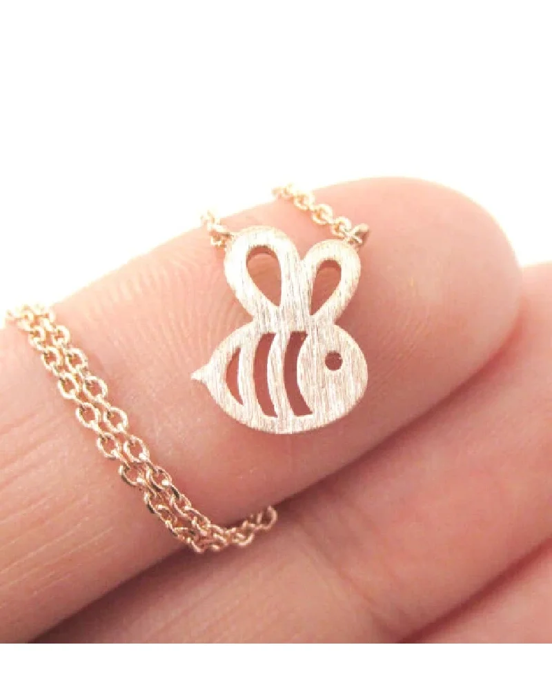 Small Bumble Bee Shaped Animal Charm Necklace