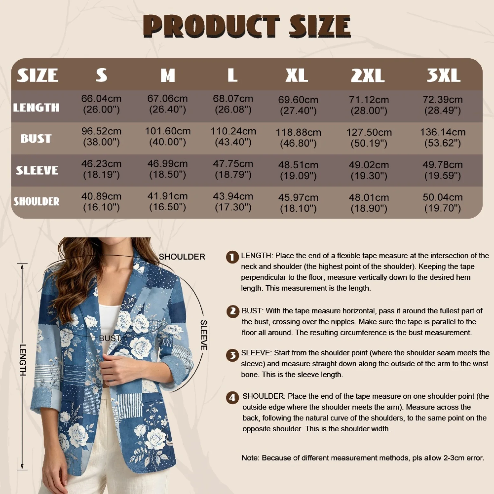PENSTROLL Blue Rose Patchwork Linen Style Thin Coat Open Front Jacket for Women Loose Beach Coverups view 6