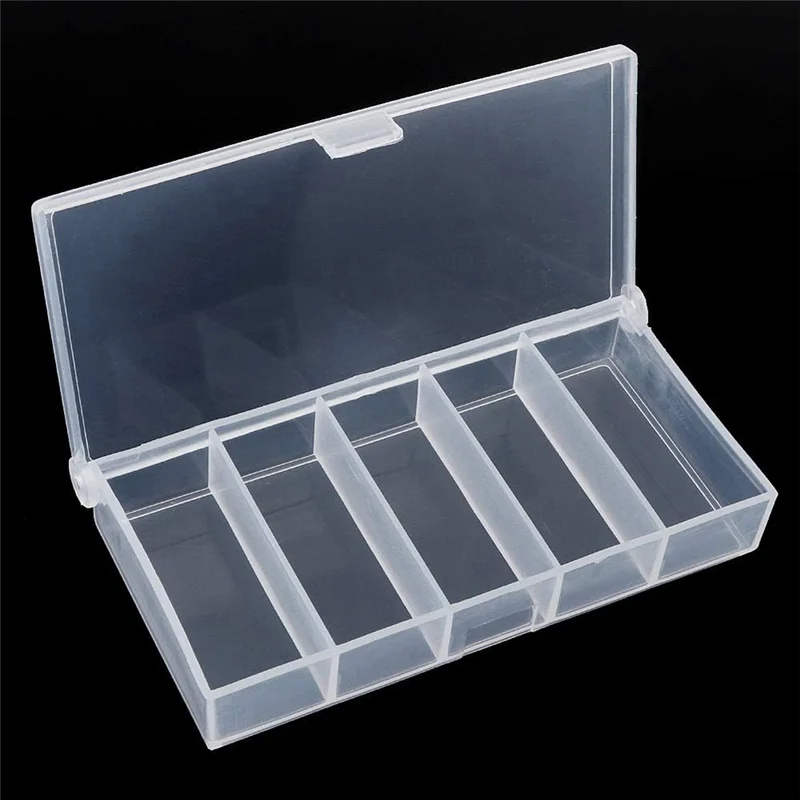 ABKO-5 Grids Plastic Organizer Box Clear Fishing Tackle Storage Box Jewelry Dividers Container Case