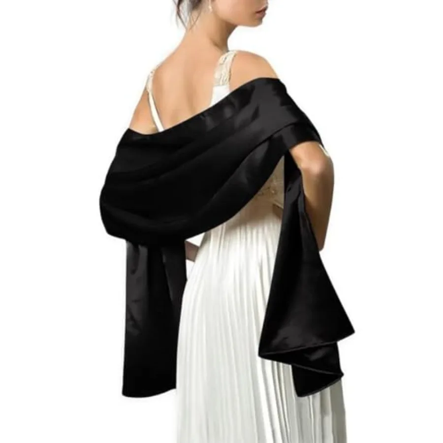 

MLMW Shawls and Wraps for Evening Dresses Satin Shawl Wraps for Women Extra Long Wedding Shawls for Bridal Party