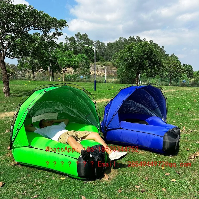 2026     New Lazy Inflatable Sofa Bed Cushion with Awning Outdoor Beach Inflatable Bed Portable Waterproof Tent