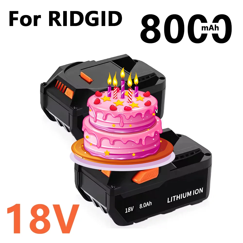 

18V 8000mAH Rechargeable Power Tool Battery for RIDGID R840083 R840085 R840086 R840087 Series AEG Series