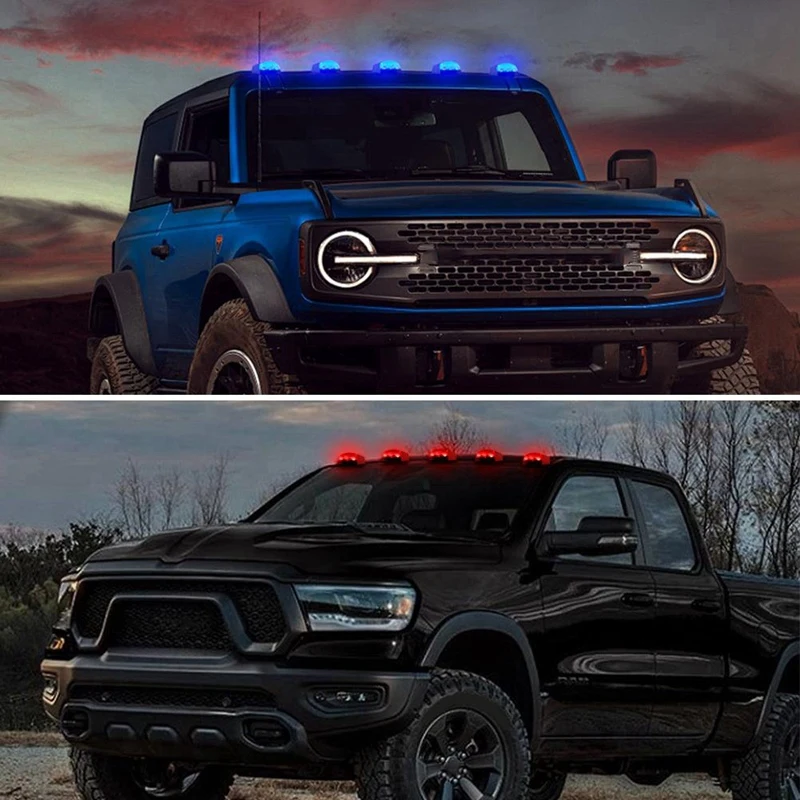 BAAY أضواء الكابينة اللاسلكية لشاحنة أضواء الكابينة الشمسية أضواء LED خالية من لكمة 7 ألوان أضواء السقف للسيارة العالمية