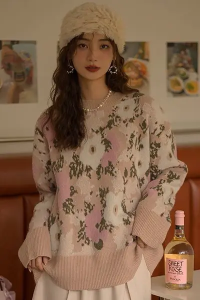 

Женский осенне-зимний милый трикотаж, свободные жаккардовые повседневные свитера, офисные женские модные простые водолазки, пуловеры, топы M510