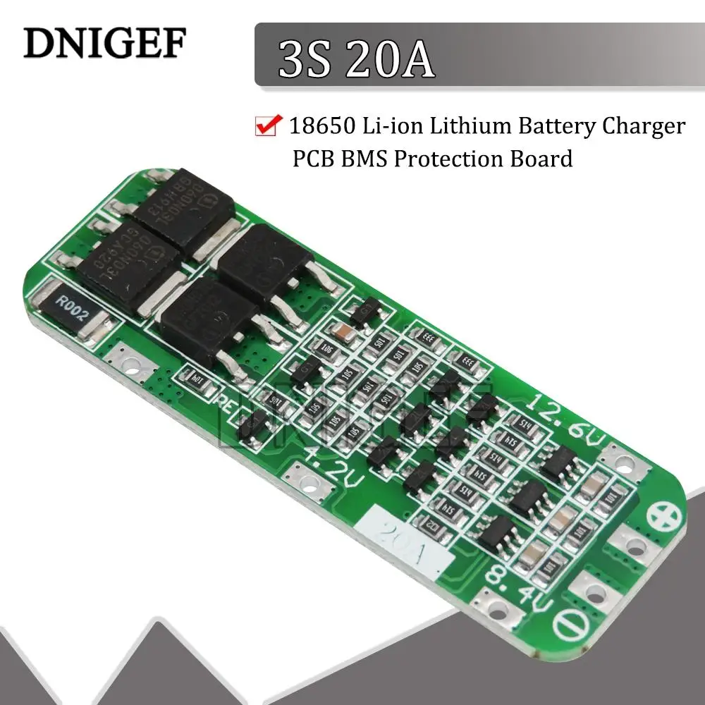 10PCS 3S 20A Lithium Battery 18650 Charger PCB BMS Protection Board 18650 Li-ion Battery Cell Charging Module 11.1V 12V 12.6V