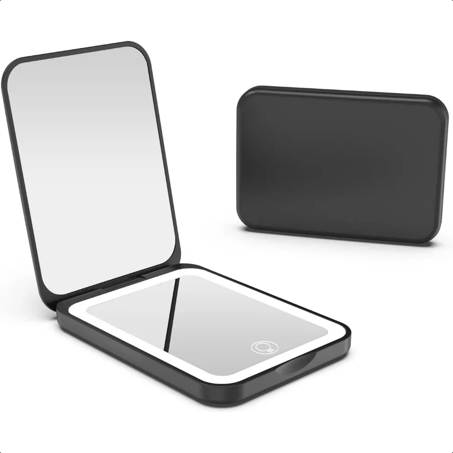

2025 Pocket Mirror 1X 3X Magnification LED Compact Travel Makeup Mirror for Purse with 3 Color Lighting Rechargeable and Dimmab