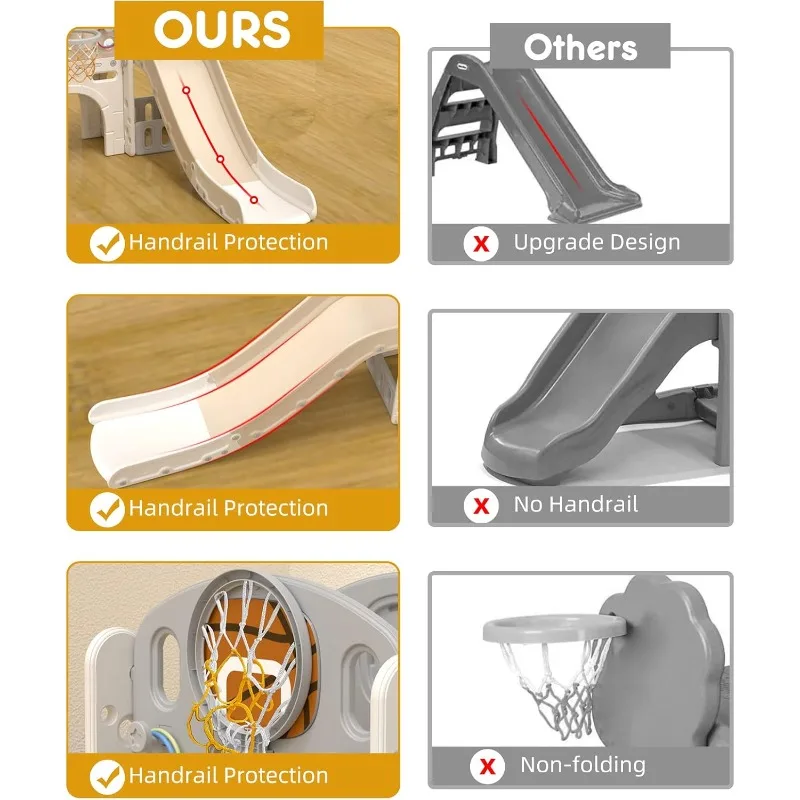 مجموعة شرائح XJD 8 في 1 للأطفال الصغار، مجموعة لعب منزلق متسلق للأطفال مع طوق كرة سلة وكرة، ملعب داخلي خارجي للأطفال الصغار من سن 1 إلى 3 سنوات #5