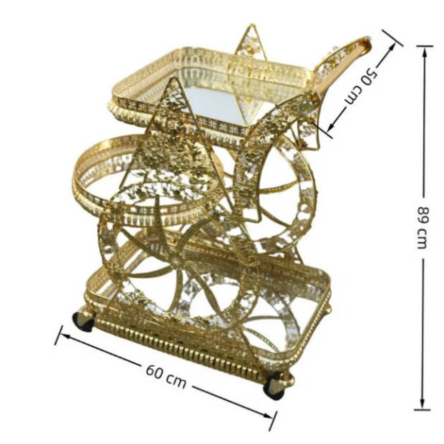 golden-dining-cart-three-layer-red-wine-cart-high-end-hand-cart-storage-trolley-hotel-trolleyfood-service-trolley
