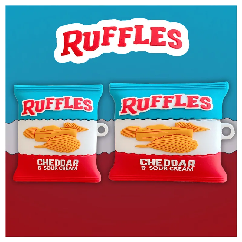 Étui Airpods 3/Airpods Pro 2, design 3D en chips de pommes de terre au fromage, housse de protection antichoc en silicone pour écouteurs