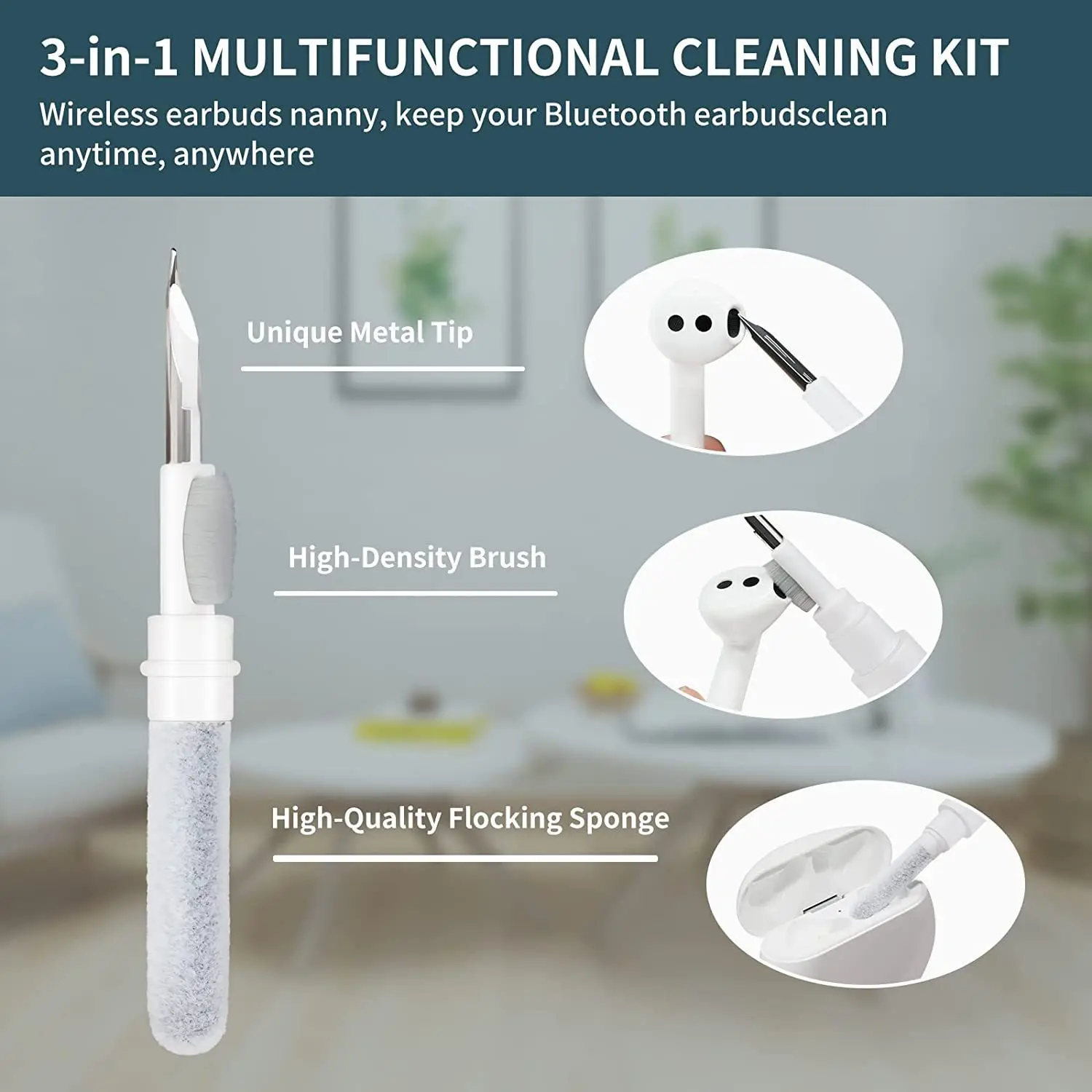 Multi Purpose Bluetooth Earphone Cleaning Pen Portable Wireless Earbuds Cleaner Tool Dust Removal Cleaning Kit