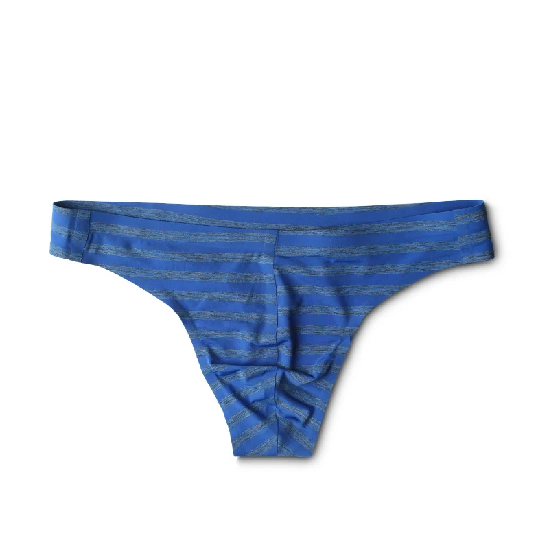 

1 шт., мужские стринги для геев, нижнее белье-бикини, полосатые Jock, мужские боди M-XXL, сексуальные стринги с низкой посадкой, трусы из ледяного шелка