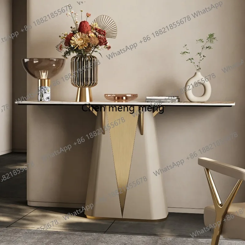 Entrance table, high-end entry entrance cabinet, rock slab creative end view table entrance table