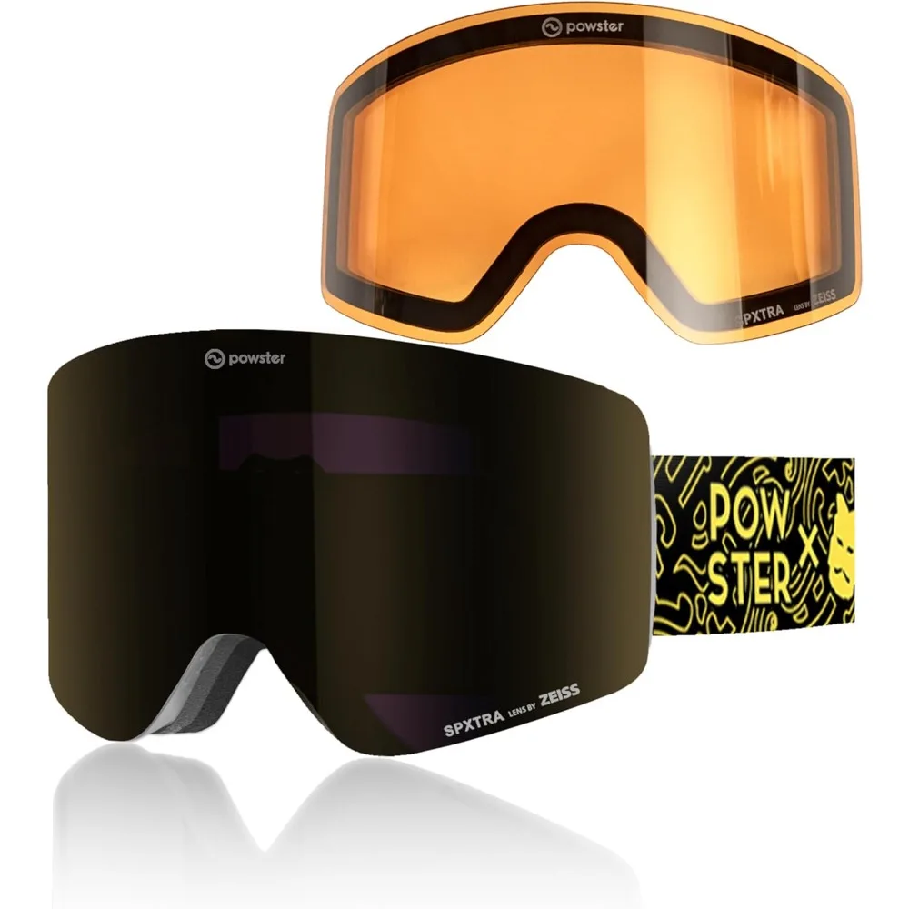 Ski Goggles Snow OTG Snowboard Goggles Magnetic Interchangeable Lens Frameless UV Protection Anti fog mobile Skating