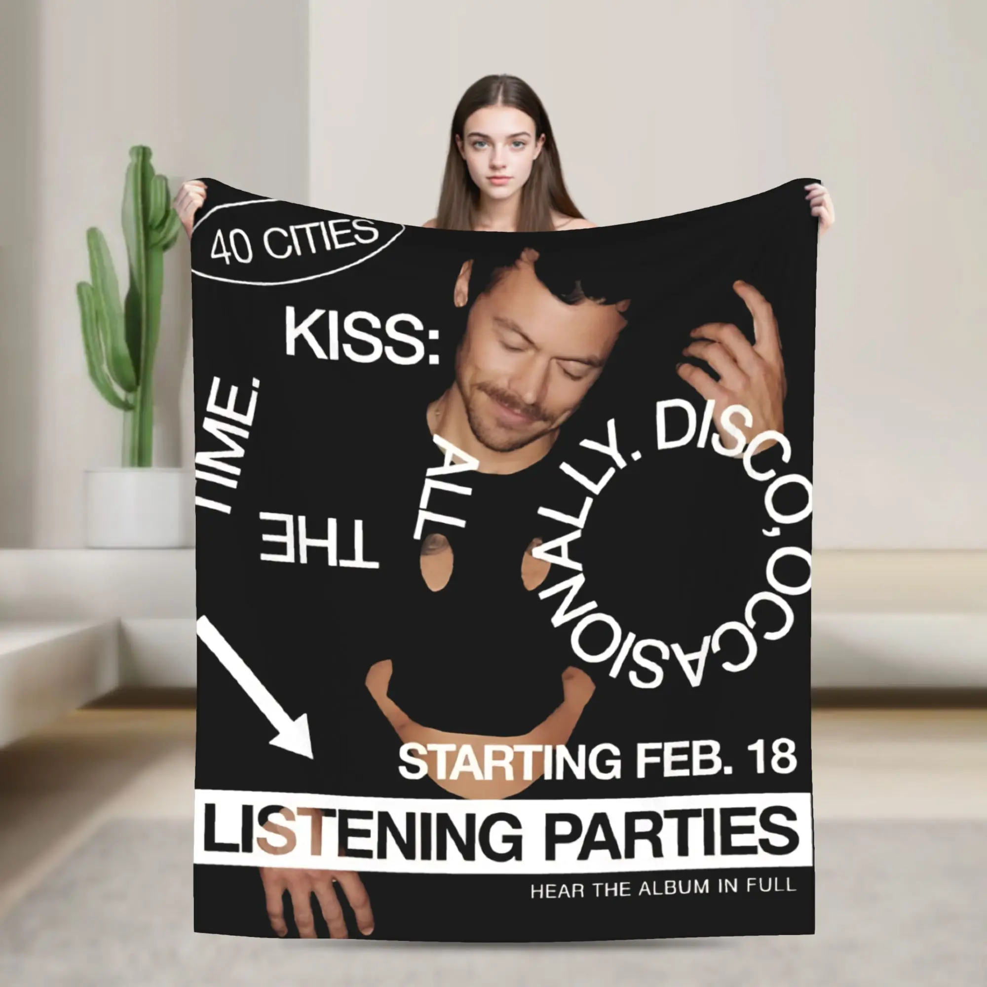 Kiss All The Time Disco Occasionally Flannel Blanket Harrys Styles Awesome Throw Blanket for Home 150*125cm Rug Piece
