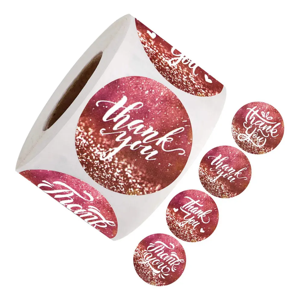 

500Pcs Thank You Stickers Self-Adhesive Paper Roll Stickers for Gift Wrap Sealing Labels Party Favors Envelope Decoration