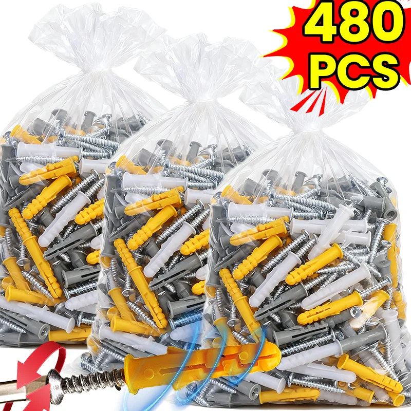 

Expansion Screw Set Easy Use Rust Resistant Screws Tough Hanging Shelves Curtain Rods TVs Home Office Garden Hardware Fastener