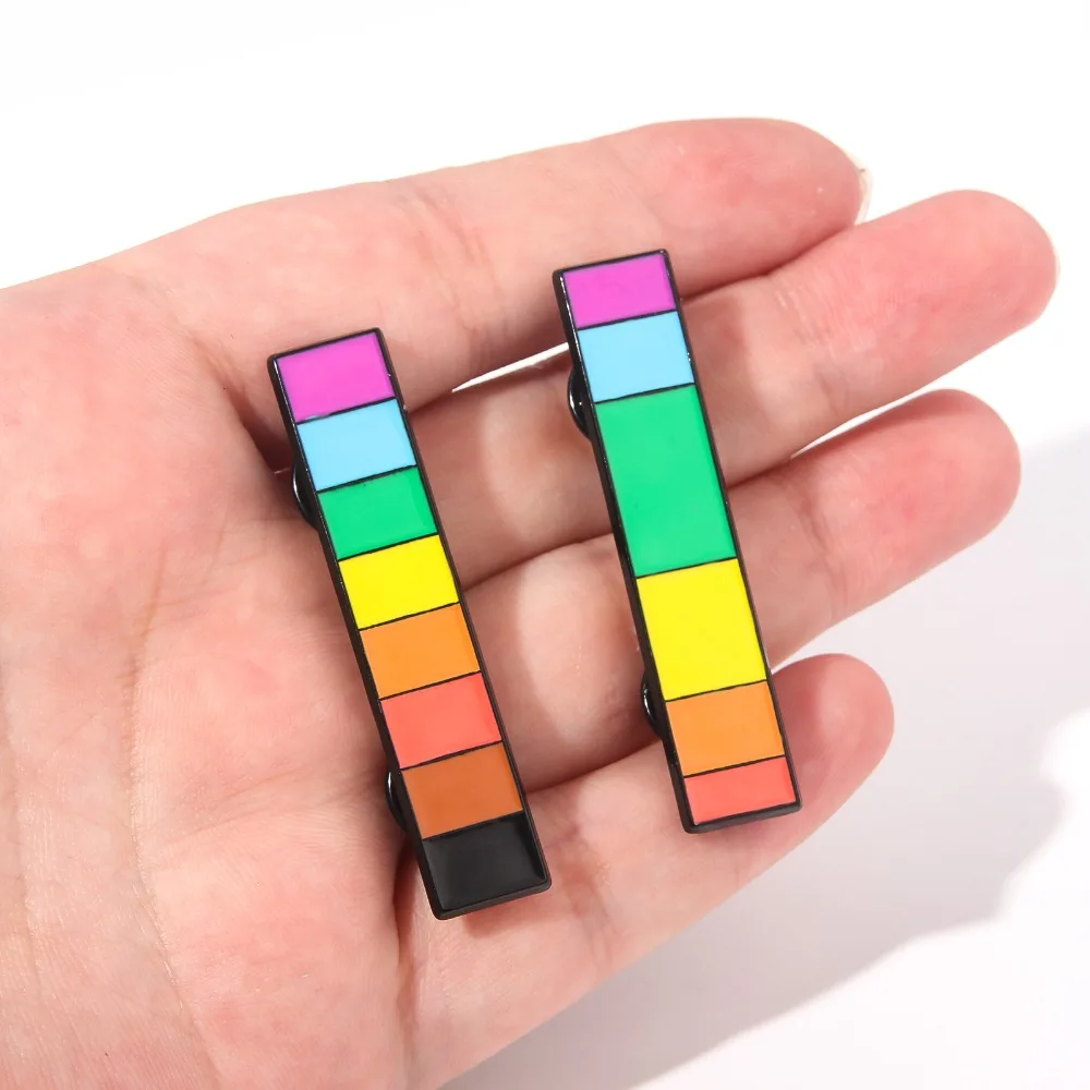 Third Gender Colorful Rectangle Grid Metal Badges Square Rainbow Love Enamel Pins Bag Clothes Lapel Bag Jewelry Accessory Gift