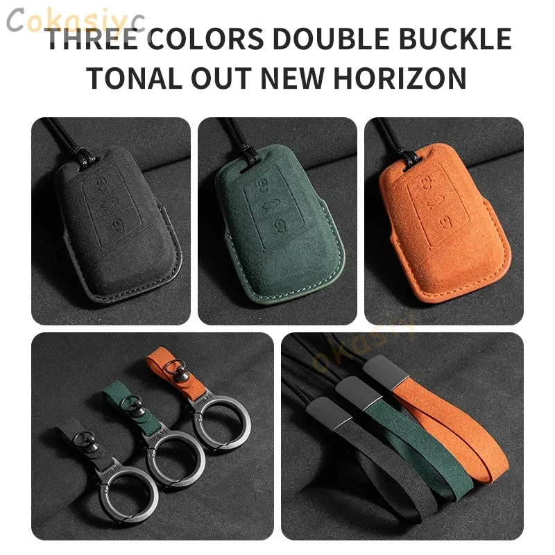 الجلد المدبوغ مفتاح السيارة غطاء لشركة فولكس فاجن فولكس فاجن جولف 8 ID.3 ID.4 MK8 كوبرا سكودا اوكتافيا سيات ليون MK4 مفتاح السيارة قذيفة الملحقات #2