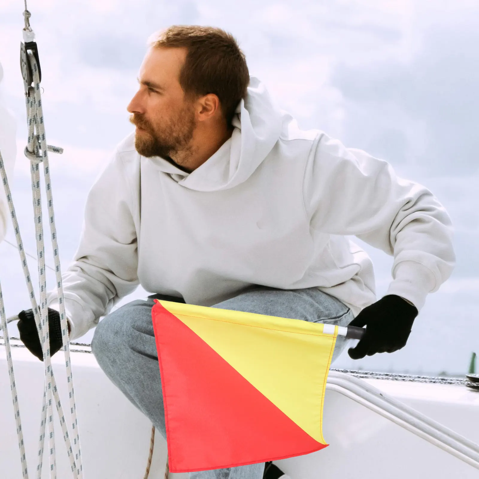 Marine Signal Flags 2 Piece Handheld Training Safety Flag Set PVC Cloth Fade Resistant for Boating