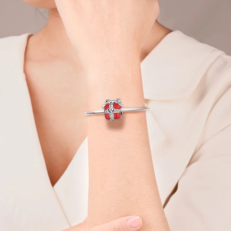 Danturn 925 Sterling Silver Original Beads Gift box Dangle Charm fit Snake Chain Bracelet Fashion Women Jewelry Making