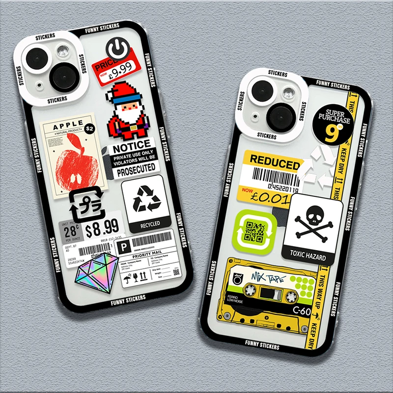 Mix Labels Adesivos estéticos, capa macia, capa de telefone clara para Xiaomi Mi 13 12 11 Lite 5G 14 13T 12 Poco F5 X5 X3 Pro