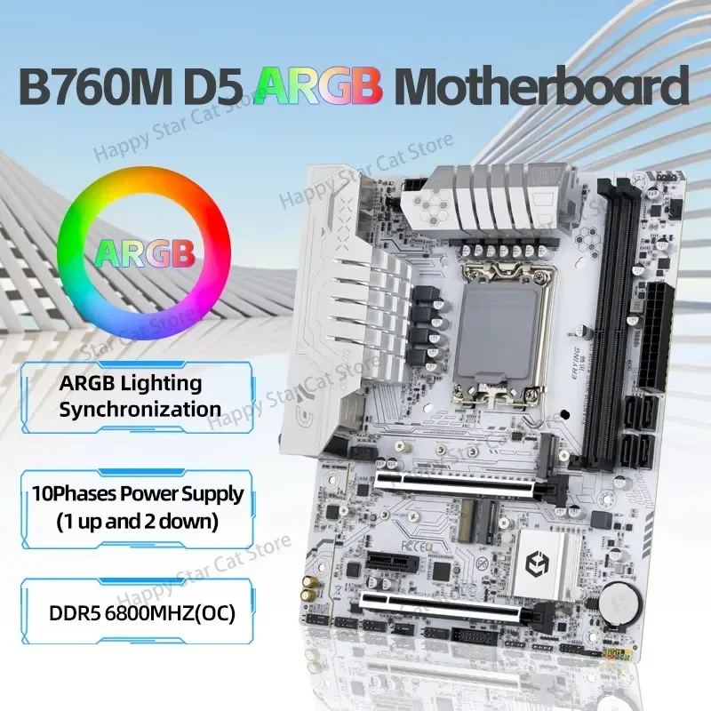 ERYING B760M DDR5 Desktop Motherboard LGA1700 Mainboard mATX ARGB Support 14th 13th 12th Gen CPU M.2 PCIEX16 4.0 placa mae