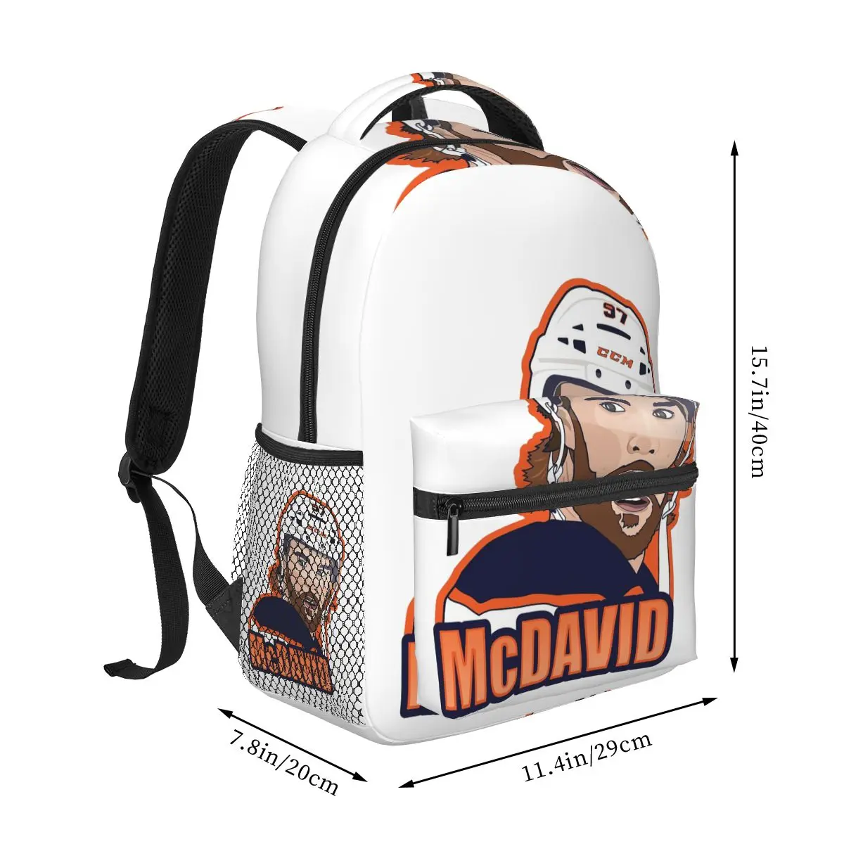 Connor McDavid 97 For Edmonton Oilers Fans Backpack Student Boys Girls BookBag School Bag Laptop Shoulder Bags for Men Women