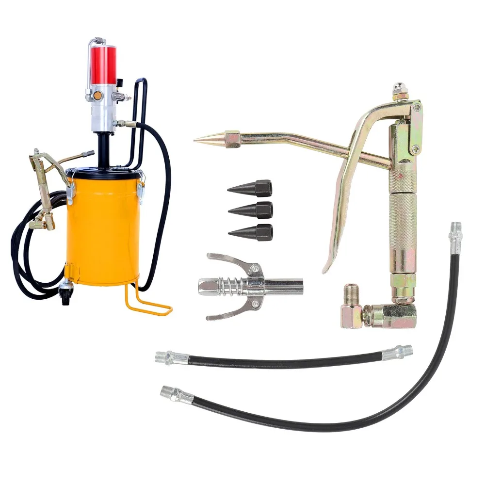 7PCS Universal Grease Tool Nozzle Kit Strong Strength Metal 230mm 400mm Hose Grease Fitting Tool Spring-loaded Coupler